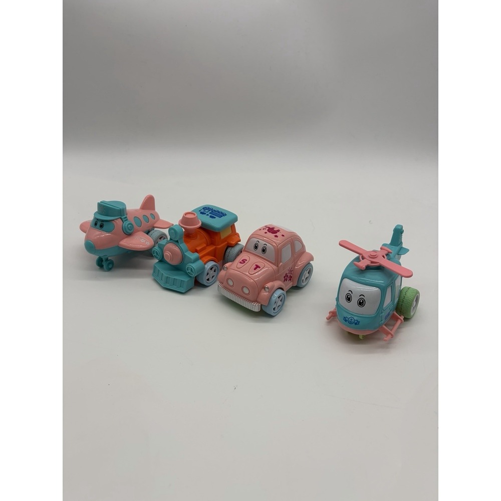 4-in-1 Cartoon Vehicles from the Fun Little Toys Pink Plane Train Car Helicopter